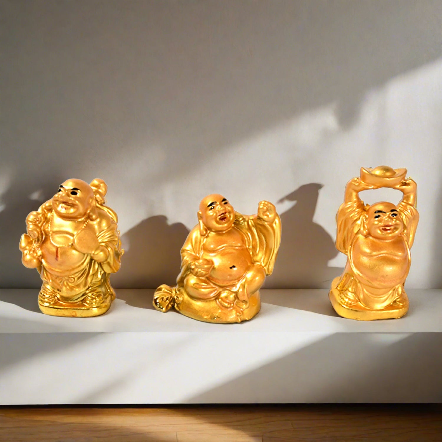 17924 Golden Laughing Buddha Set Of Six Pieces Statue For Happiness, Wealth & Good luck Decor For Wealth and Success (6 Pcs Set) 17924 Golden Laughing Buddha Set Of Six Pieces Statue For Happiness, Wealth & Good luck Decor For Wealth and Success (6 Pcs Set)